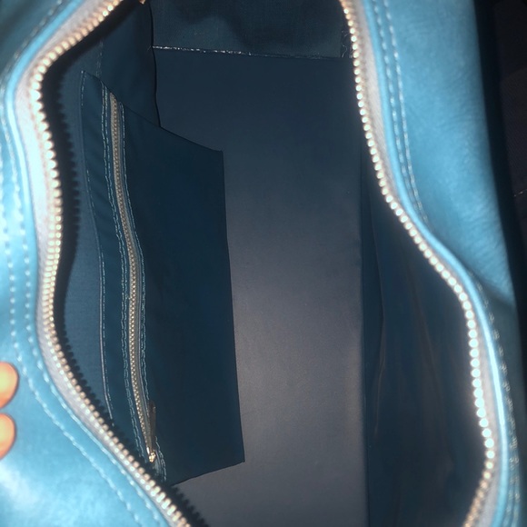 VINTAGE Blue Leather Weekend Bag. - Picture 4 of 8